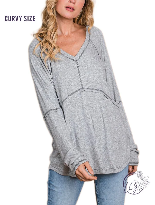 Versatile Itinerary Curvy SUPER SOFT RAGLAN TOP WITH STITCH DETAILS