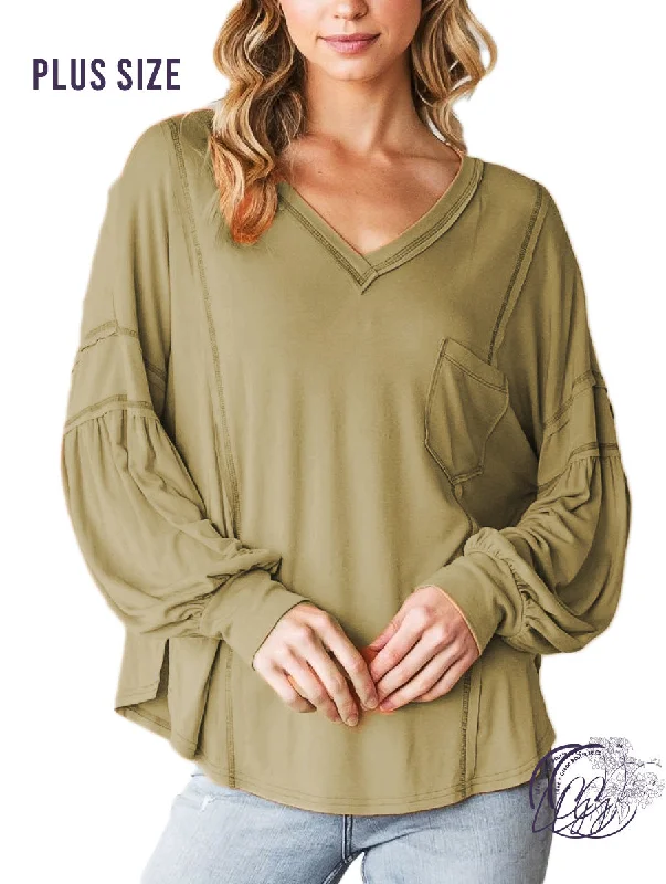 Summer Selection Curvy Heavenly Softness V-Neck Knit Long Sleeve