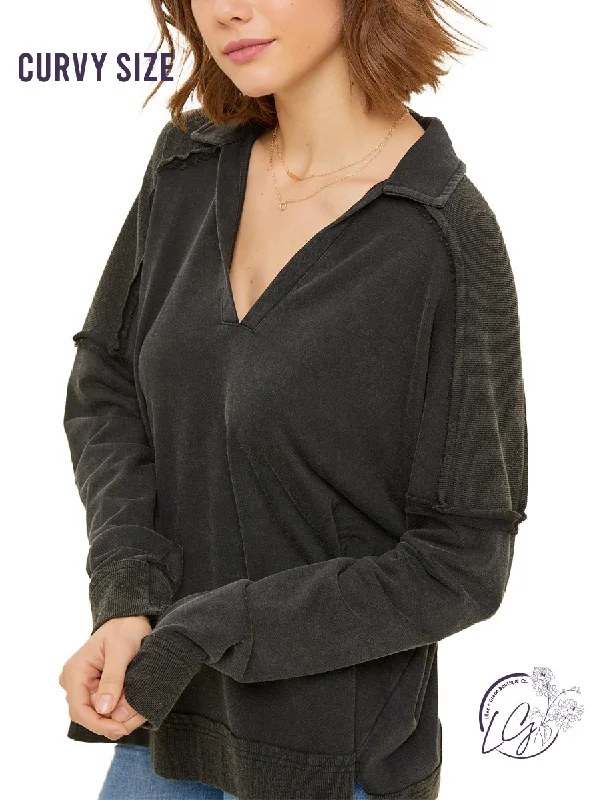 Minimalism Curvy Vintage Washed French Terry Tee