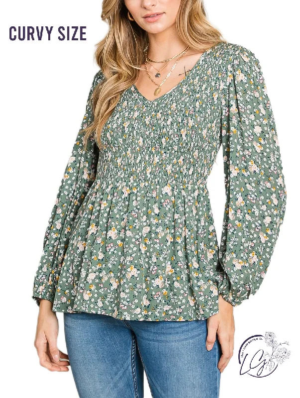 Simple And Comfortable Curvy Blossom Dreams Babydoll Top
