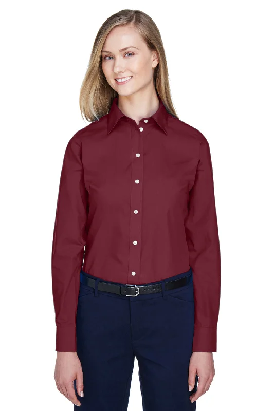 Customized Version Devon & Jones Womens Crown Woven Collection Wrinkle Resistant Long Sleeve Button Down Shirt - Burgundy Customized Version Devon & Jones Womens Crown Woven Collection Wrinkle Resistant Long Sleeve Button Down Shirt - Burgundy