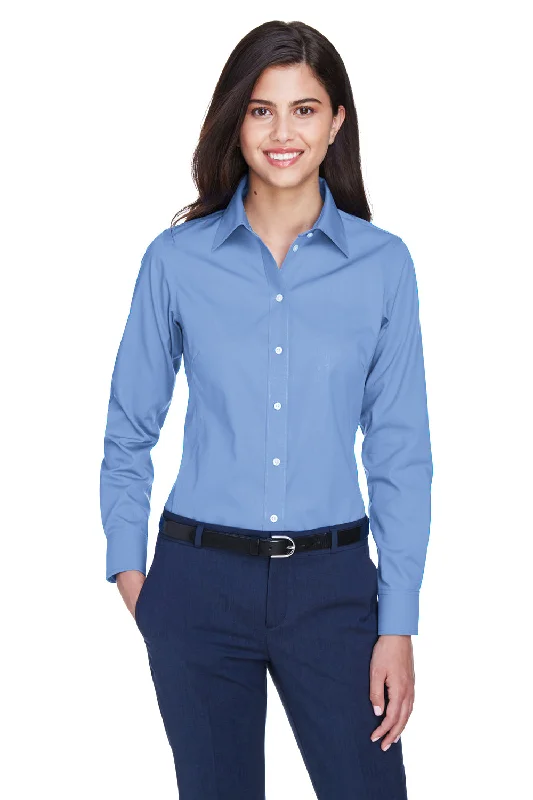 Elegant And Elegant Devon & Jones Womens Crown Woven Collection Wrinkle Resistant Long Sleeve Button Down Shirt - Light Blue Elegant And Elegant Devon & Jones Womens Crown Woven Collection Wrinkle Resistant Long Sleeve Button Down Shirt - Light Blue