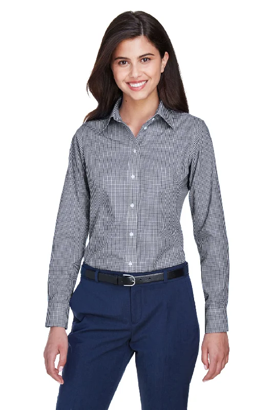 French Retro Devon & Jones Womens Crown Woven Collection Wrinkle Resistant Long Sleeve Button Down Shirt - Navy Blue French Retro Devon & Jones Womens Crown Woven Collection Wrinkle Resistant Long Sleeve Button Down Shirt - Navy Blue