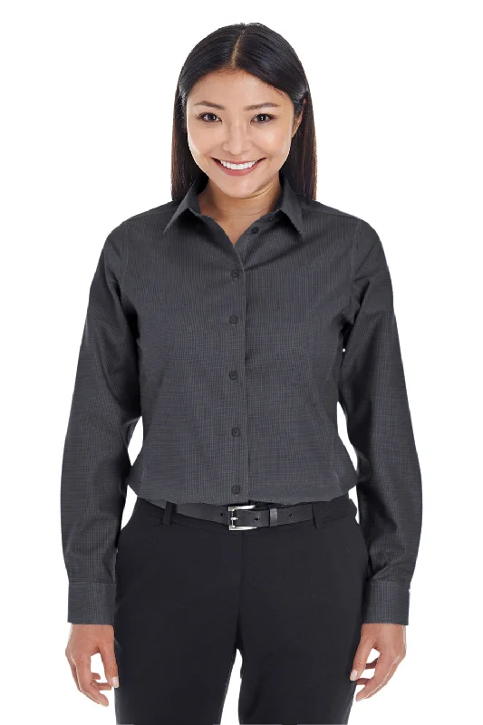 Romantic And Fresh Devon & Jones Womens Crown Woven Collection Wrinkle Resistant Long Sleeve Button Down Shirt - Black Romantic And Fresh Devon & Jones Womens Crown Woven Collection Wrinkle Resistant Long Sleeve Button Down Shirt - Black
