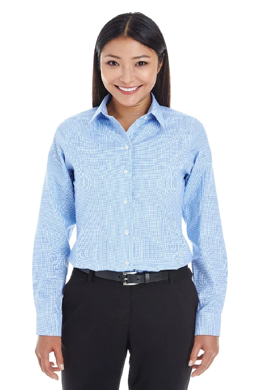 Trendy Layers Devon & Jones Womens Crown Woven Collection Wrinkle Resistant Long Sleeve Button Down Shirt - French Blue Trendy Layers Devon & Jones Womens Crown Woven Collection Wrinkle Resistant Long Sleeve Button Down Shirt - French Blue