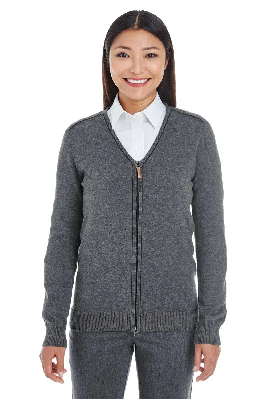 Moisture wicking Devon & Jones Womens Manchester Jersey Full Zip Sweater - Heather Dark Grey - Closeout Moisture wicking Devon & Jones Womens Manchester Jersey Full Zip Sweater - Heather Dark Grey - Closeout