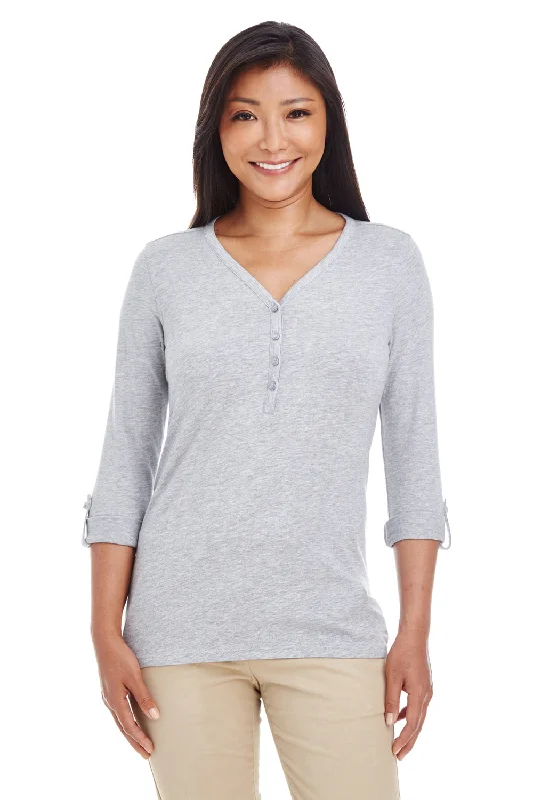 Comfortable Mind Devon & Jones Womens Perfect Fit Long Sleeve V-Neck T-Shirt - Heather Grey Comfortable Mind Devon & Jones Womens Perfect Fit Long Sleeve V-Neck T-Shirt - Heather Grey