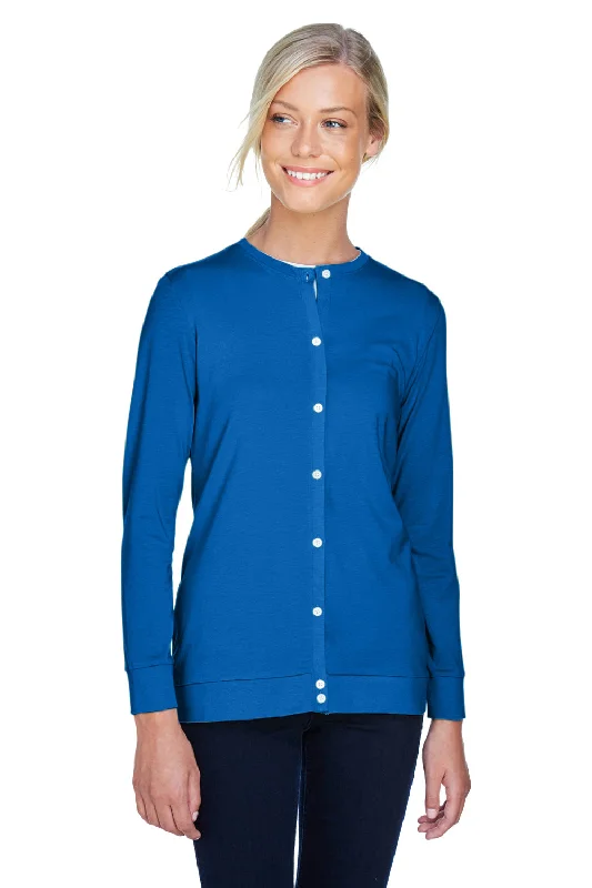 Retro Fashion Devon & Jones Womens Perfect Fit Ribbon Cardigan Sweater - French Blue Retro Fashion Devon & Jones Womens Perfect Fit Ribbon Cardigan Sweater - French Blue