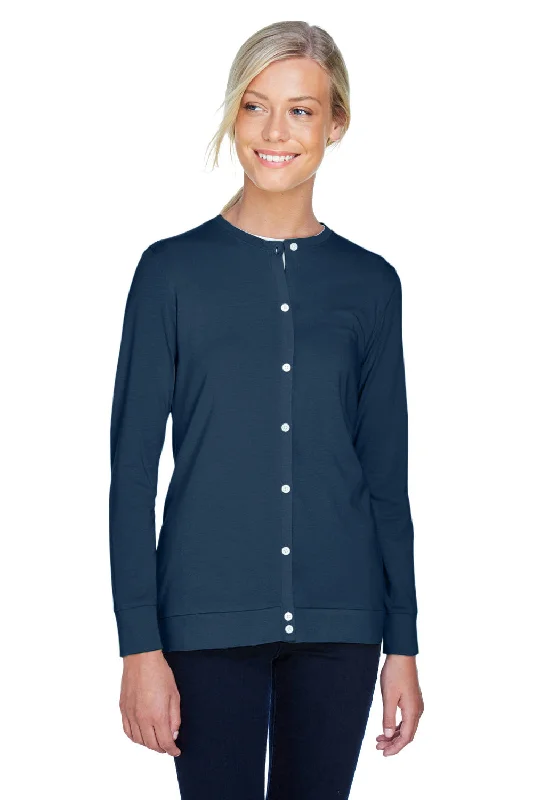 Lively And Youthful Devon & Jones Womens Perfect Fit Ribbon Cardigan Sweater - Navy Blue Lively And Youthful Devon & Jones Womens Perfect Fit Ribbon Cardigan Sweater - Navy Blue