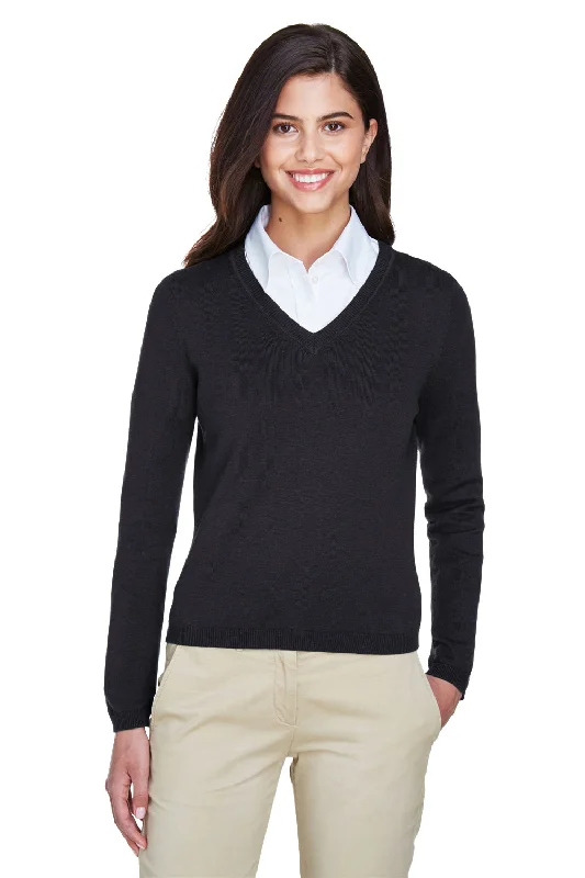 Light Fit Devon & Jones Womens Wrinkle Resistant V-Neck Sweater - Black - Closeout