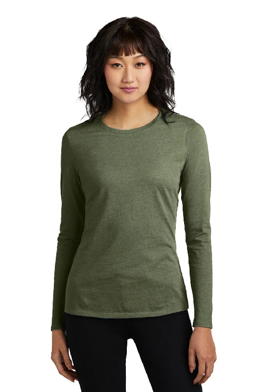 All-Day Wear District Womens Perfect Blend CVC Long Sleeve Crewneck T-Shirt - Heather Olive Green - New All-Day Wear District Womens Perfect Blend CVC Long Sleeve Crewneck T-Shirt - Heather Olive Green - New