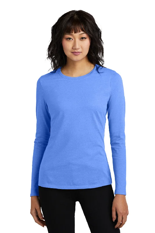 Effortless Wear District Womens Perfect Blend CVC Long Sleeve Crewneck T-Shirt - Heather Royal Blue - New Effortless Wear District Womens Perfect Blend CVC Long Sleeve Crewneck T-Shirt - Heather Royal Blue - New