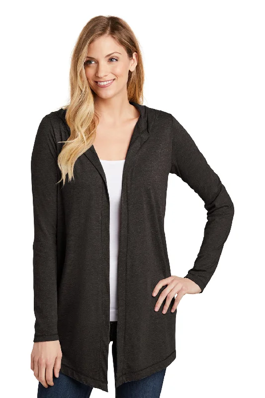 Fashionable Inner Wear District Womens Perfect Tri Hooded Cardigan Sweater - Black Frost Fashionable Inner Wear District Womens Perfect Tri Hooded Cardigan Sweater - Black Frost