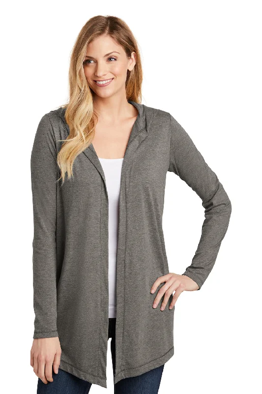 Versatile Style District Womens Perfect Tri Hooded Cardigan Sweater - Grey Frost