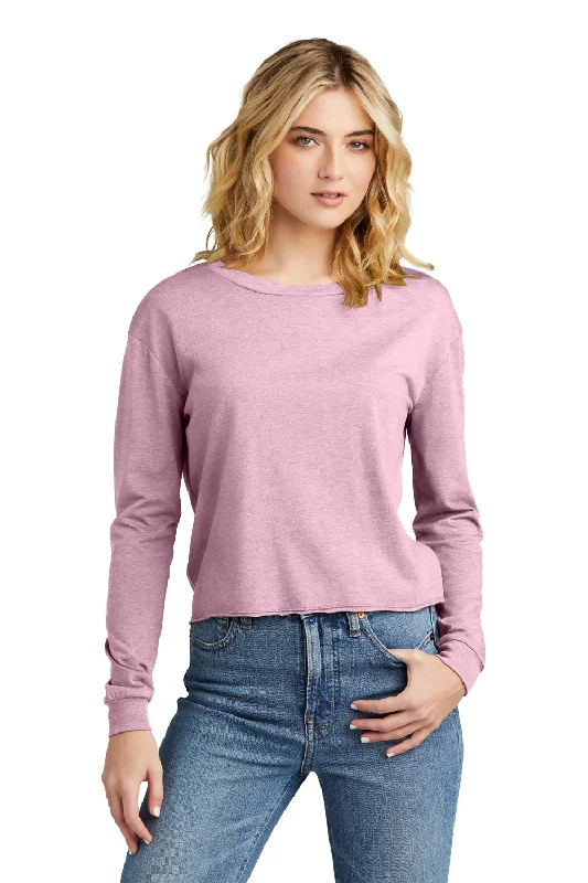 High-end Fabrics District Womens Perfect Tri Midi Long Sleeve Crewneck T-Shirt - Heather Wisteria Pink High-end Fabrics District Womens Perfect Tri Midi Long Sleeve Crewneck T-Shirt - Heather Wisteria Pink