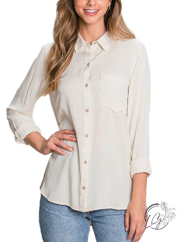 Fashionable And Versatile Far From Finished Long Sleeve Button Down