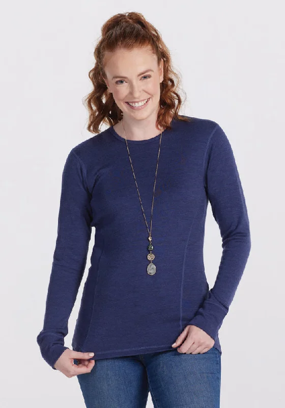 Economic Outlook Hannah Long Sleeve Top - Navy Melange
