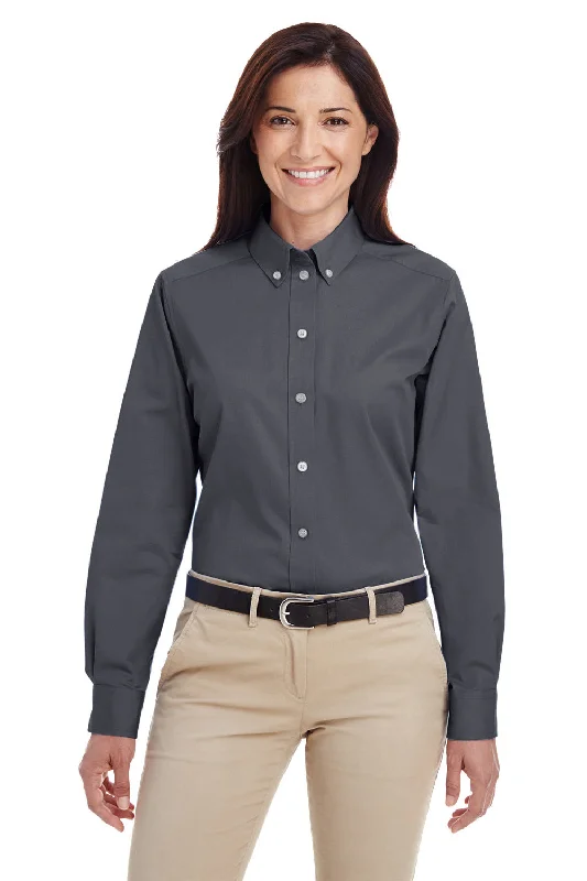 Modernism Harriton Womens Foundation Stain Resistant Long Sleeve Button Down Shirt - Dark Charcoal Grey - Closeout Modernism Harriton Womens Foundation Stain Resistant Long Sleeve Button Down Shirt - Dark Charcoal Grey - Closeout