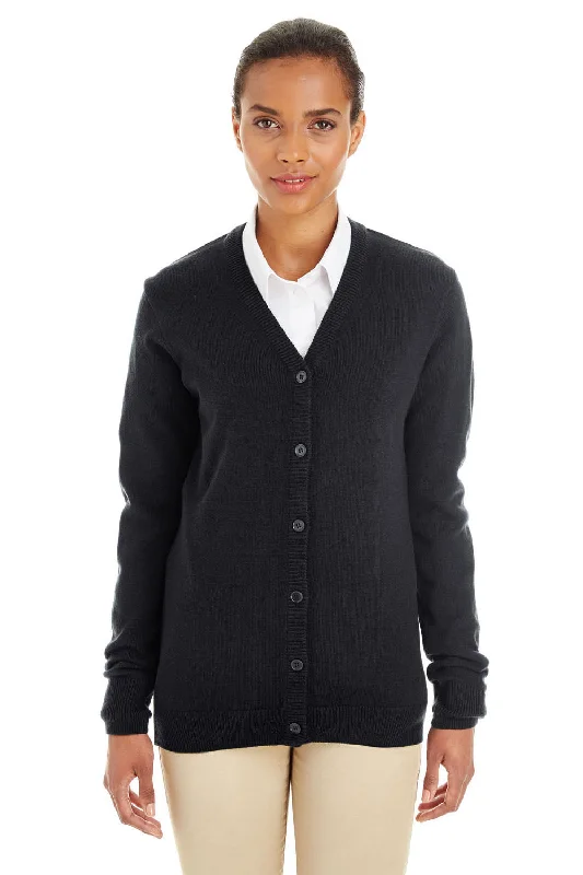 Chic Relaxation Harriton Womens Pilbloc Pill Resistant Button Down Lone Sleeve Cardigan Sweater - Black Chic Relaxation Harriton Womens Pilbloc Pill Resistant Button Down Lone Sleeve Cardigan Sweater - Black