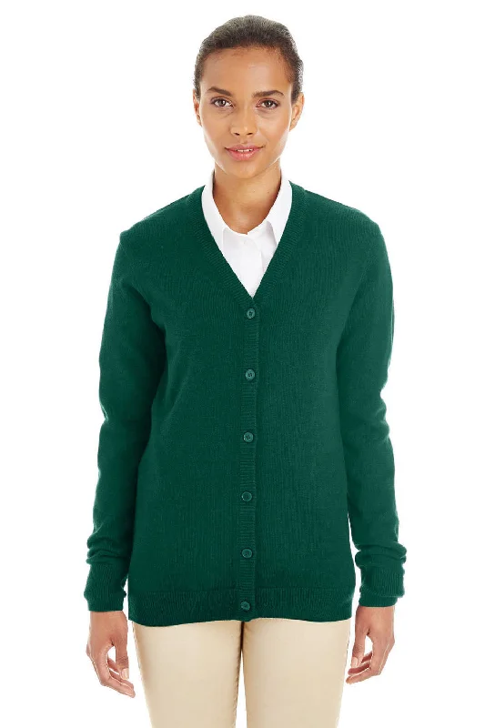 Modern City Harriton Womens Pilbloc Pill Resistant Button Down Lone Sleeve Cardigan Sweater - Hunter Green Modern City Harriton Womens Pilbloc Pill Resistant Button Down Lone Sleeve Cardigan Sweater - Hunter Green