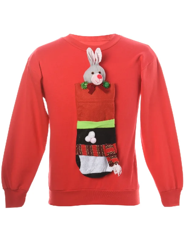 Slightly Flared Design Label Novelty Christmas Sweatshirt
