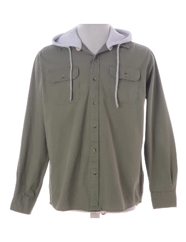 Exclusive Customization Label Olive Green Theo Hooded Shirt