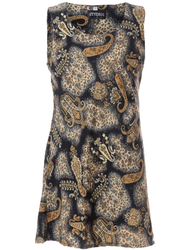 Noble And Elegant Label Paisley Short Dress