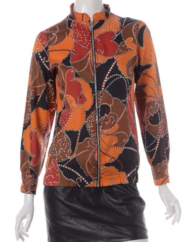 Classic Style Label Patterned Blouse Bomber