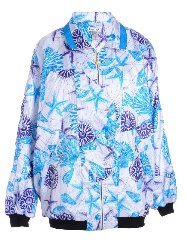 Trendy Items Label Patterned Bomber Jacket