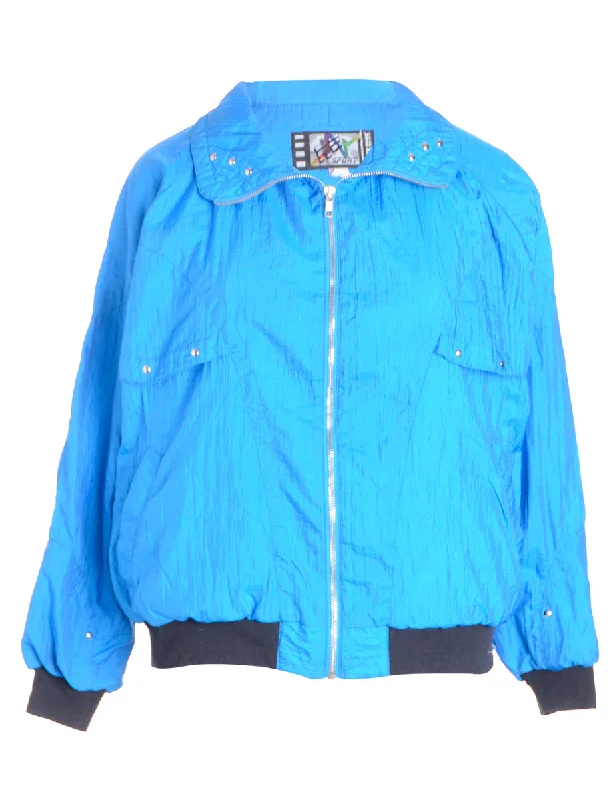 Bright Colors Label Patterned Bomber Jacket