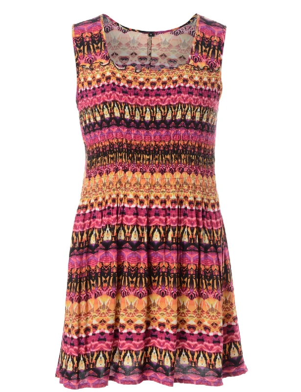Personal Charm Label Patterned Short Dress