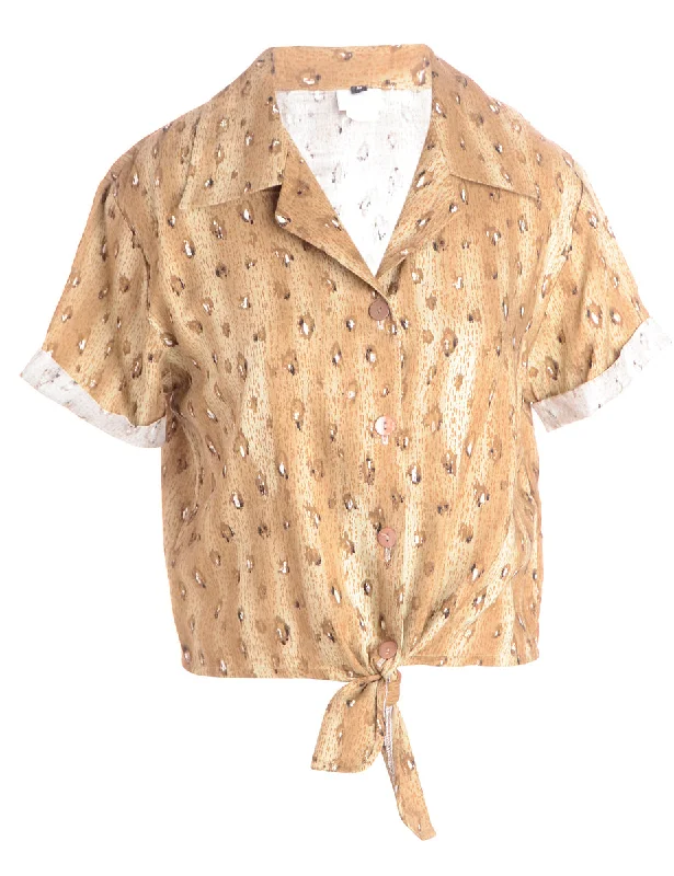 Light Fit Label Peggy S/S Print Tie Blouse