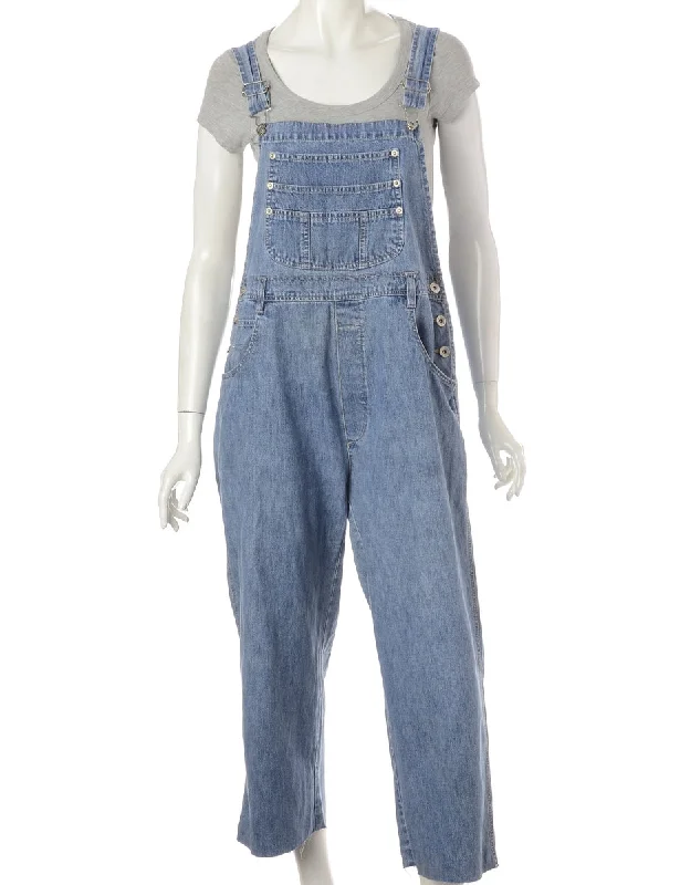 Comfortable Chic Label Pinafore Cropped Dungaree