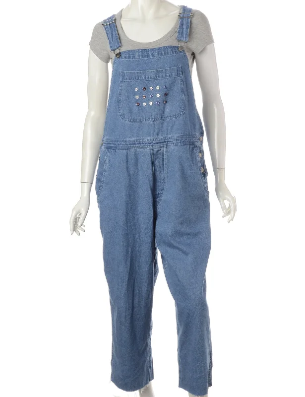 Trendy Layers Label Pinafore Cropped Dungarees