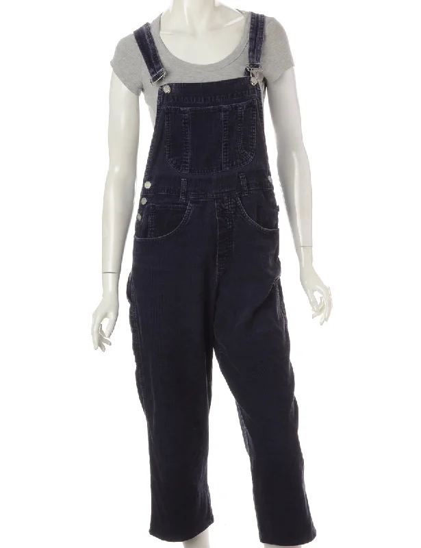 Soft Relaxation Wear Label Pinafore Cropped Dungarees