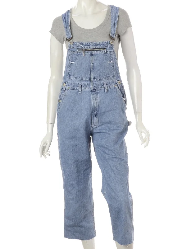 Leisure Travel Label Pinafore Cropped Dungarees