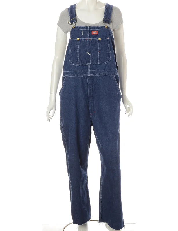 Nightclub Style Label Pinafore Cropped Dungarees