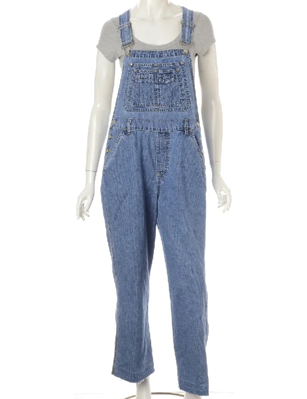 Street Fashion Label Pinafore Cropped Dungarees