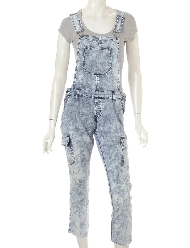 Floral Prints Label Pinafore Cropped Dungarees