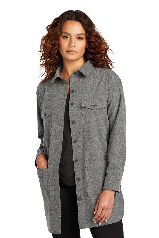 Multifunctional Style Mercer+Mettle Womens Twill Long Sleeve Button Down Shirt w/ Pockets - Heather Light Anchor Grey - New Multifunctional Style Mercer+Mettle Womens Twill Long Sleeve Button Down Shirt w/ Pockets - Heather Light Anchor Grey - New