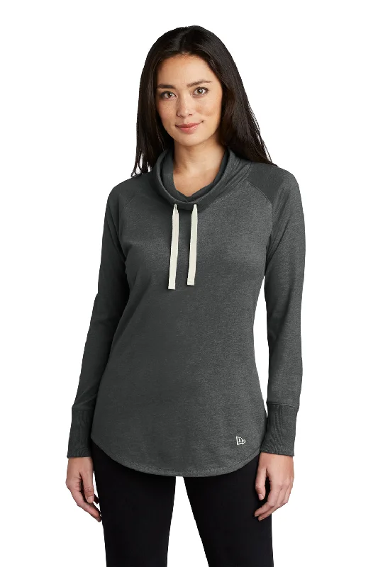 Layered Comfort New Era Womens Long Sleeve Cowl Neck T-Shirt - Heather Black