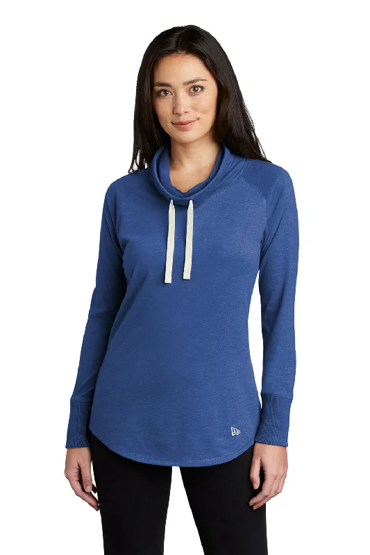 Cozy Sweaters New Era Womens Long Sleeve Cowl Neck T-Shirt - Heather Royal Blue
