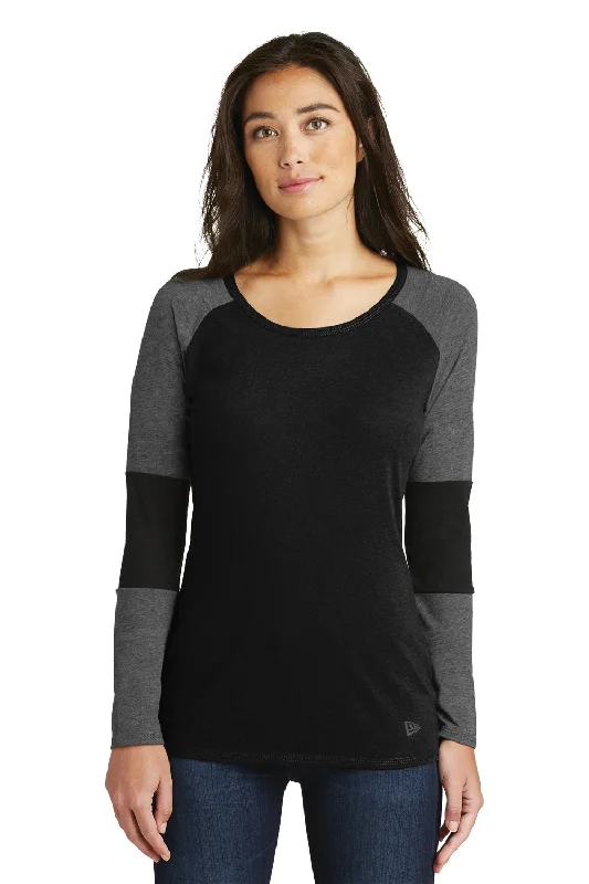 Cozy Knits New Era Womens Performance Moisture Wicking Long Sleeve Crewneck T-Shirt - Dark Graphite Grey/Black - Closeout Cozy Knits New Era Womens Performance Moisture Wicking Long Sleeve Crewneck T-Shirt - Dark Graphite Grey/Black - Closeout