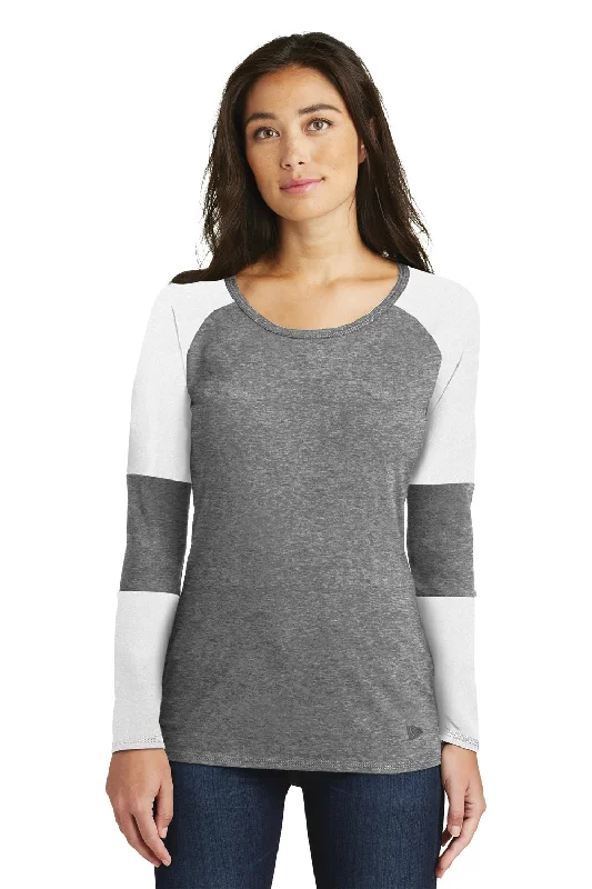 Comfy Layers New Era Womens Performance Moisture Wicking Long Sleeve Crewneck T-Shirt - White/Shadow Grey - Closeout Comfy Layers New Era Womens Performance Moisture Wicking Long Sleeve Crewneck T-Shirt - White/Shadow Grey - Closeout
