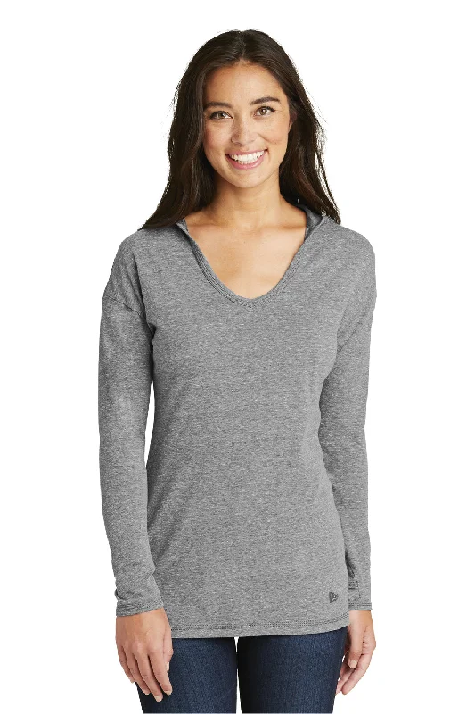 Soft Tops New Era Womens Performance Moisture Wicking Long Sleeve Hooded T-Shirt Hoodie - Shadow Grey - Closeout Soft Tops New Era Womens Performance Moisture Wicking Long Sleeve Hooded T-Shirt Hoodie - Shadow Grey - Closeout
