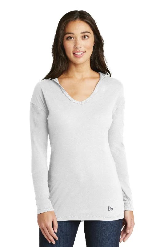 Relaxed Tops New Era Womens Performance Moisture Wicking Long Sleeve Hooded T-Shirt Hoodie - White - Closeout Relaxed Tops New Era Womens Performance Moisture Wicking Long Sleeve Hooded T-Shirt Hoodie - White - Closeout