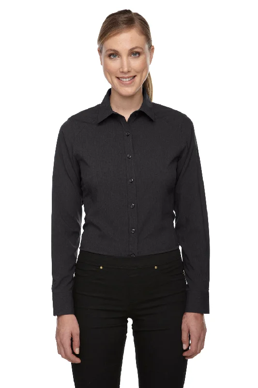 Easy Comfort Style North End Womens Sport Blue Performance Moisture Wicking Long Sleeve Button Down Shirt - Heather Carbon Grey Easy Comfort Style North End Womens Sport Blue Performance Moisture Wicking Long Sleeve Button Down Shirt - Heather Carbon Grey