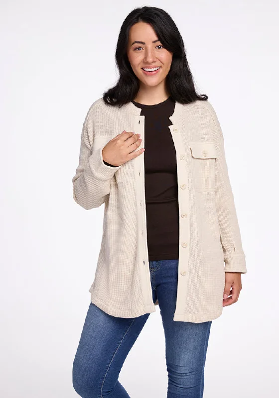 Simple Matching Oaklynn Waffle Shacket - Oatmeal