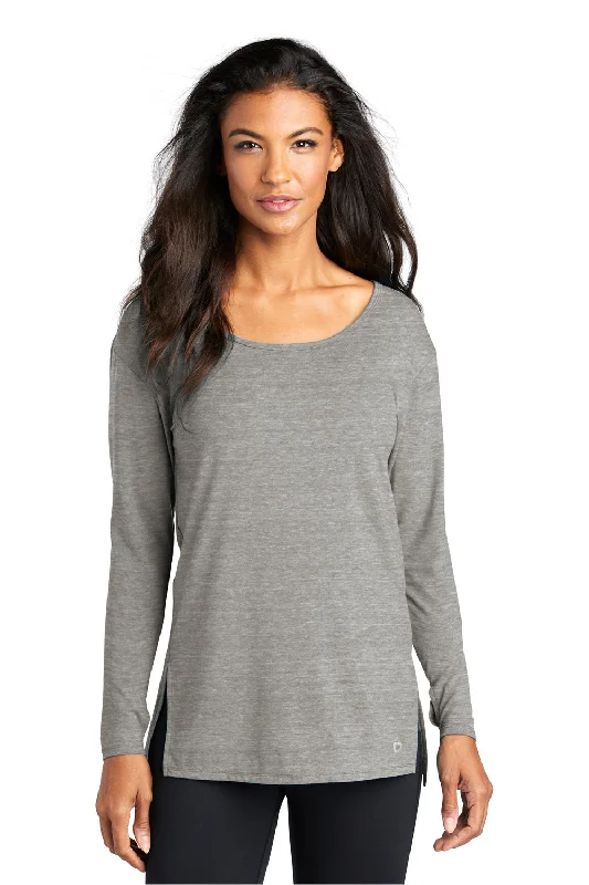 Relaxed Fashion Ogio Womens Luuma Jersey Moisture Wicking Long Sleeve Wide Neck T-Shirt - Heather Petrol Grey