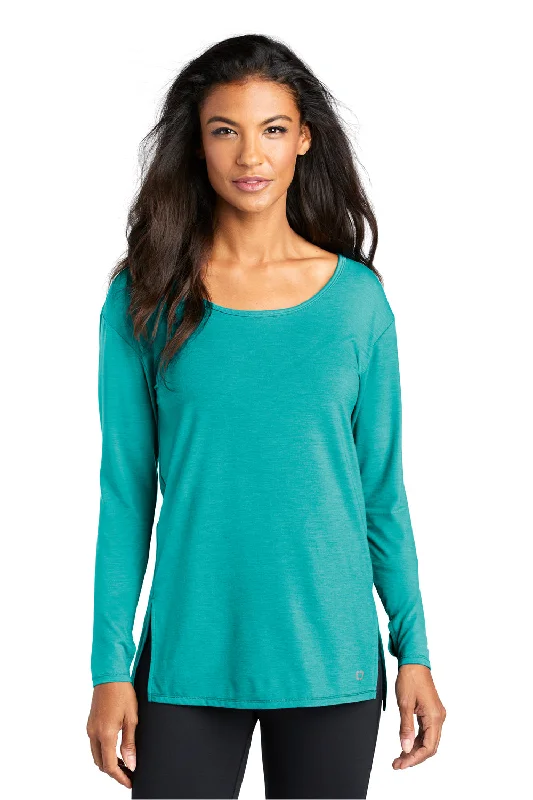 Soft Comfort Ogio Womens Luuma Jersey Moisture Wicking Long Sleeve Wide Neck T-Shirt - Vivid Teal Green Soft Comfort Ogio Womens Luuma Jersey Moisture Wicking Long Sleeve Wide Neck T-Shirt - Vivid Teal Green